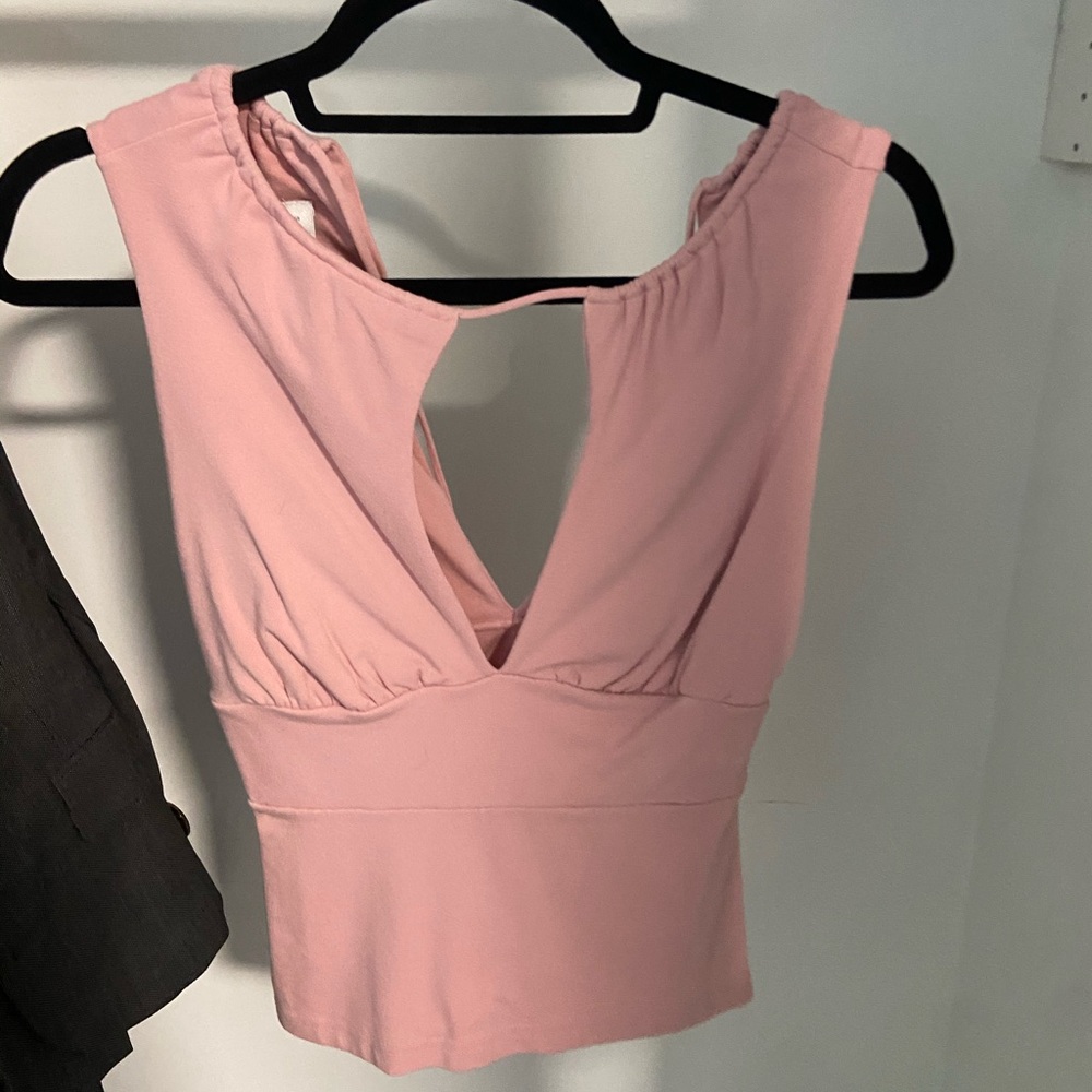 Susan Monaco Pink Open Chest Top